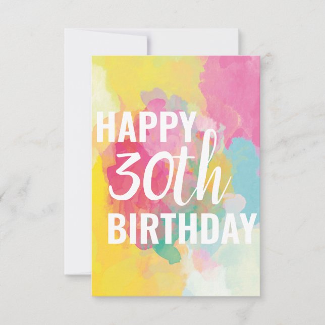 Happy 30th Birthday Card ("Watercolour Gradients") (Front)