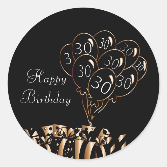 Happy 30th Birthday Classic Round Sticker (Front)