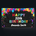 Happy 30th Birthday Colourful Balloons Confetti Banner<br><div class="desc">Happy 30th Birthday Colourful Balloons Confetti Banner. For further customisation,  please click the "Customise it" button and use our design tool to modify this template.</div>