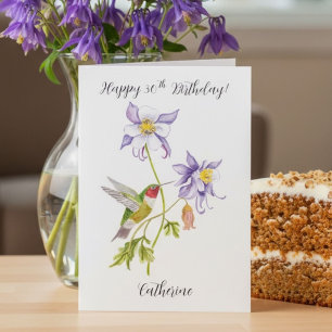 Happy 30th Birthday Columbine with Hummingbird Card