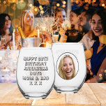 Happy 30th Birthday Daughter Name & Photo Stemless Wine Glass<br><div class="desc">A cute fun personalised 30th birthday stemless wine glass. Celebrate this milestone birthday with a practical personalised keepsake for you daughter. To edit the text and change the photo click on the personalise button.</div>