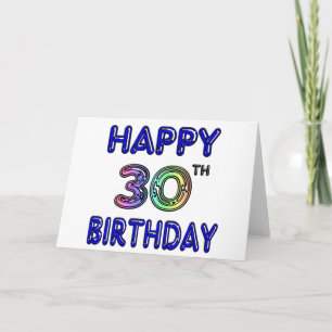 Happy 30th Birthday Design in Balloon Font Card