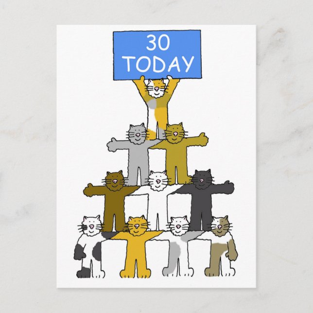 Happy 30th Birthday for Cat Lover Postcard (Front)