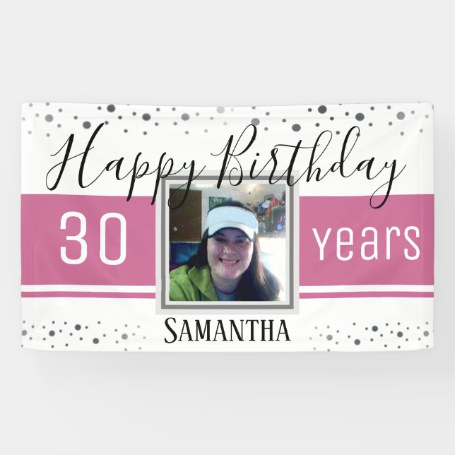 Happy 30th Birthday Fun Bold Confetti Banner (Horizontal)