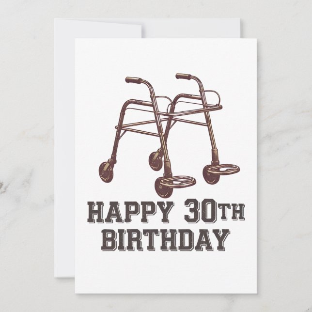 Happy 30th Birthday Funny Walking Aids Invitation (Front)