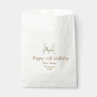 Happy 30th Birthday golden green pastel monogram Favour Bag