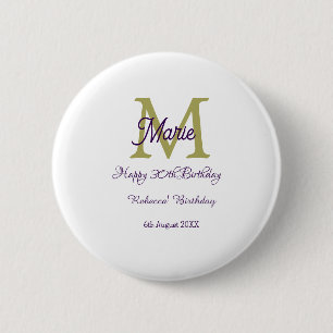 Happy 30th Birthday goldenadd name monogram modern 6 Cm Round Badge