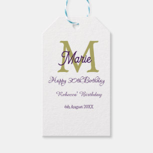 Happy 30th Birthday goldenadd name monogram modern Gift Tags