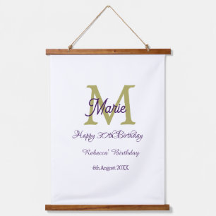 Happy 30th Birthday goldenadd name monogram modern Hanging Tapestry