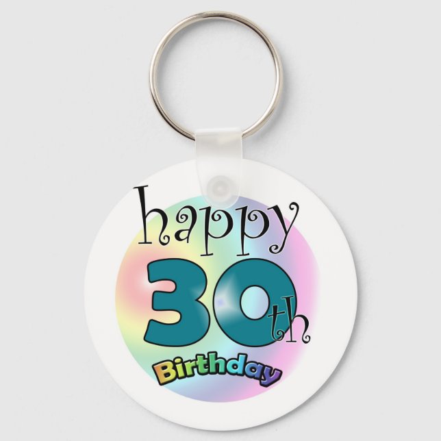 Happy 30th Birthday Key Ring (Front)