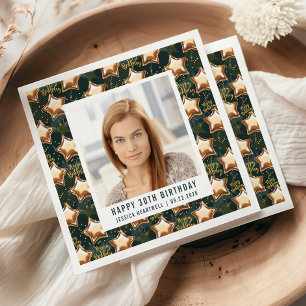 Happy 30th Birthday Photo Glam Star Balloons Napkin