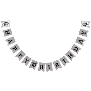 Happy 30th Birthday Photo Silver Glitter Bunting