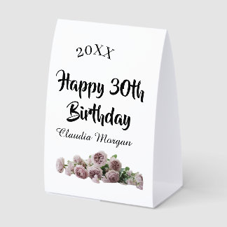 Happy 30th birthday pink white mauve floral name y