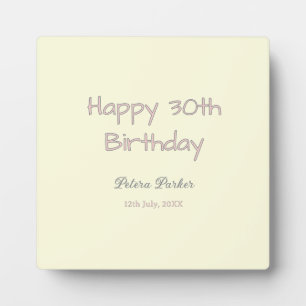 happy 30th birthday pink yellow grey pastel name d plaque