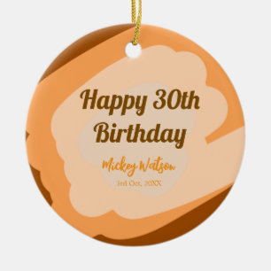 Happy 30th birthday rustic wooden Halloween fall b Ceramic Ornament