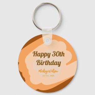 Happy 30th birthday rustic wooden Halloween fall b Key Ring