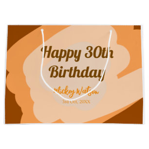Happy 30th birthday rustic wooden Halloween fall b Large Gift Bag