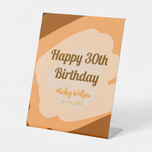 Happy 30th birthday rustic wooden Halloween fall b Pedestal Sign