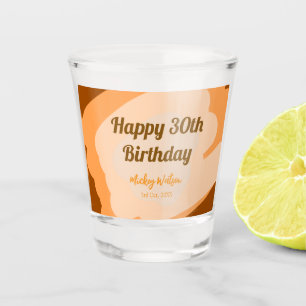 Happy 30th birthday rustic wooden Halloween fall b Shot Glass