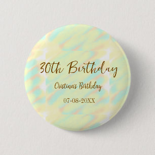 Happy 30th birthday yellow orange watercolor moder 6 cm round badge