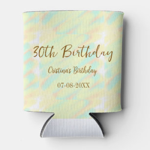 Happy 30th birthday yellow orange watercolor moder can cooler