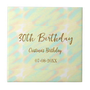 Happy 30th birthday yellow orange watercolor moder ceramic tile