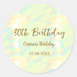 Happy 30th birthday yellow orange watercolor moder classic round sticker