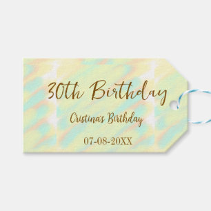 Happy 30th birthday yellow orange watercolor moder gift tags