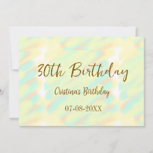 Happy 30th birthday yellow orange watercolor moder invitation
