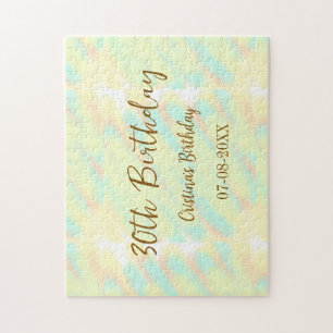 Happy 30th birthday yellow orange watercolor moder jigsaw puzzle