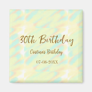 Happy 30th birthday yellow orange watercolor moder magnet