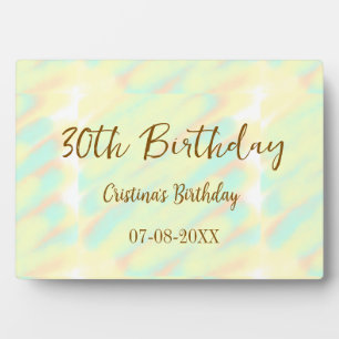 Happy 30th birthday yellow orange watercolor moder plaque