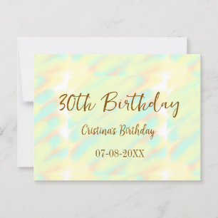 Happy 30th birthday yellow orange watercolor moder postcard