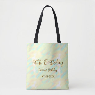 Happy 30th birthday yellow orange watercolor moder tote bag