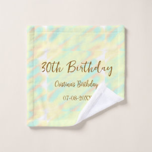 Happy 30th birthday yellow orange watercolor moder wash cloth