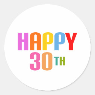 Happy 30th classic round sticker