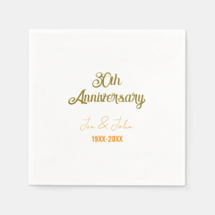 Happy 30th wedding anniversary golden orange vinta napkin