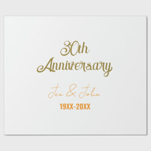 Happy 30th wedding anniversary golden orange vinta wrapping paper