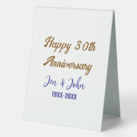 Happy 30th wedding anniversary royal blue golden s