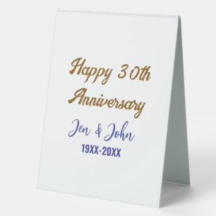 Happy 30th wedding anniversary royal blue golden s