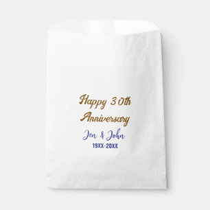 Happy 30th wedding anniversary royal blue golden s favour bag
