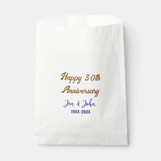 Happy 30th wedding anniversary royal blue golden s favour bag