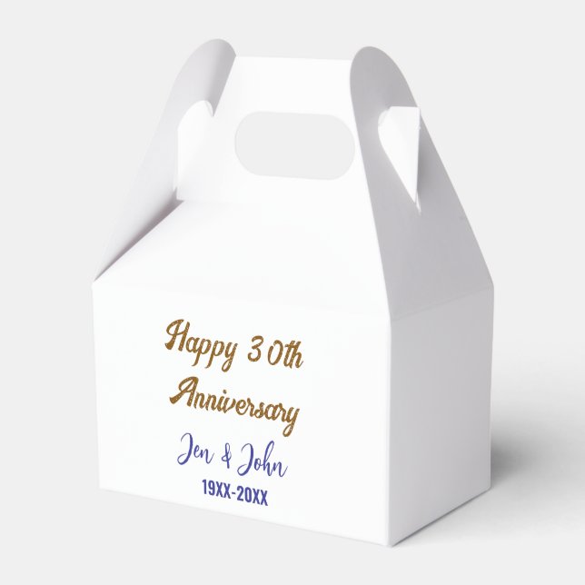 Happy 30th wedding anniversary royal blue golden s favour box (Front Side)