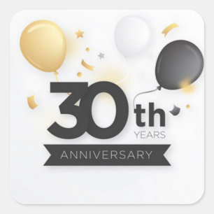 Happy 30th Year Anniversary with Balloons Square Sticker