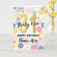 Happy 31st Birthday Pastel Rainbow and Gold Girl