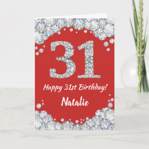 Happy 31st Birthday Red and Silver Glitter Card
