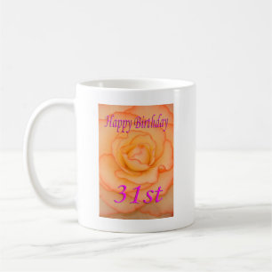 Happy 31st Birthday Yellow Flower with Pink Trim Coffee Mug