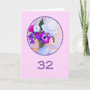 Happy 32nd birthday with a flower painting card