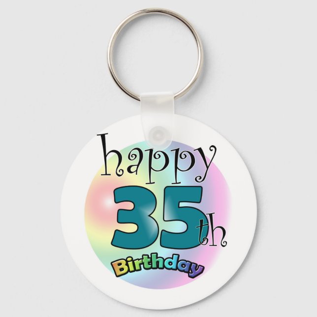 Happy 35th Birthday (blauw) Key Ring (Front)