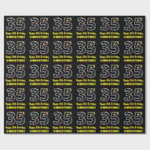 Happy 35th Birthday, Fun Colourful Stars Pattern 3 Wrapping Paper